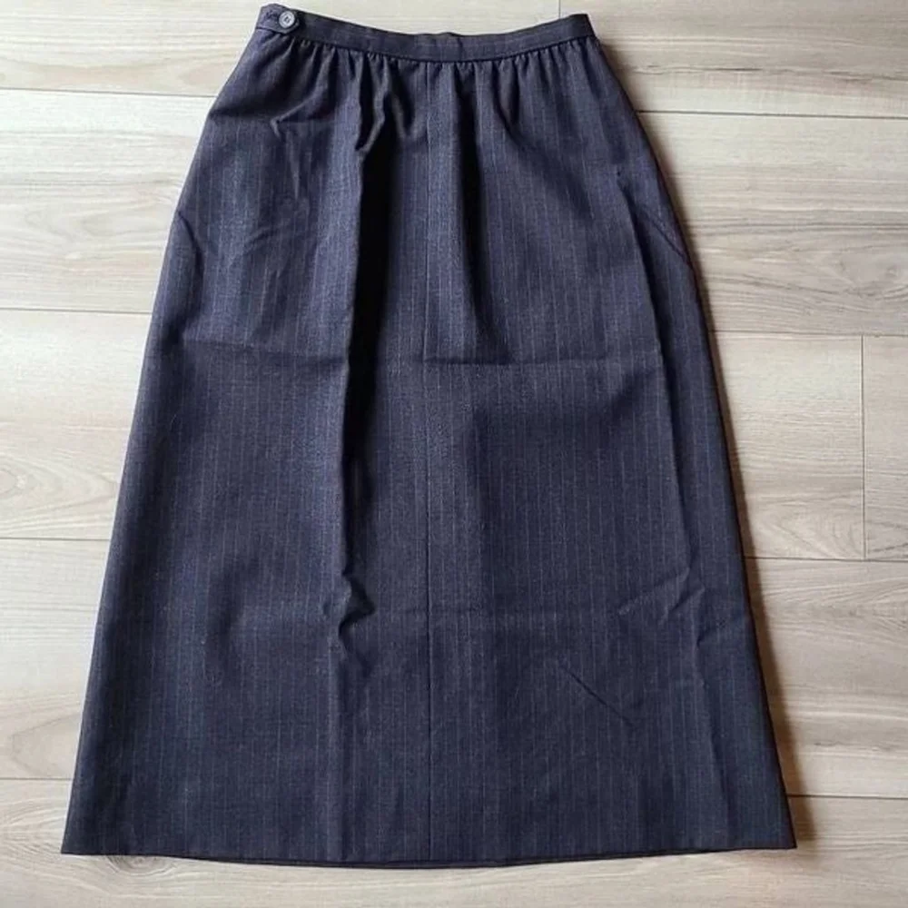 Cricketeer Dayton's Oval Room Tailored Long Lined Wool Skirt sz S Navy Pinstripe - Picture 1 of 7